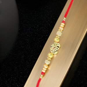 Morpankh Shri Radhe Golden Beads Rakhi Bracelet for Brother