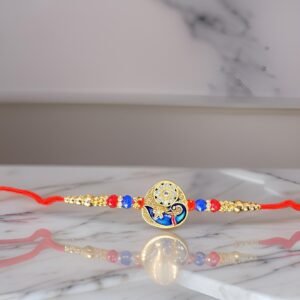 Peacock & Floral Moti Rakhi Bracelet for Brother