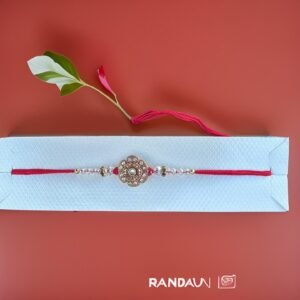 American Diamond Flower Designer Rakhi Bracelet for Brother