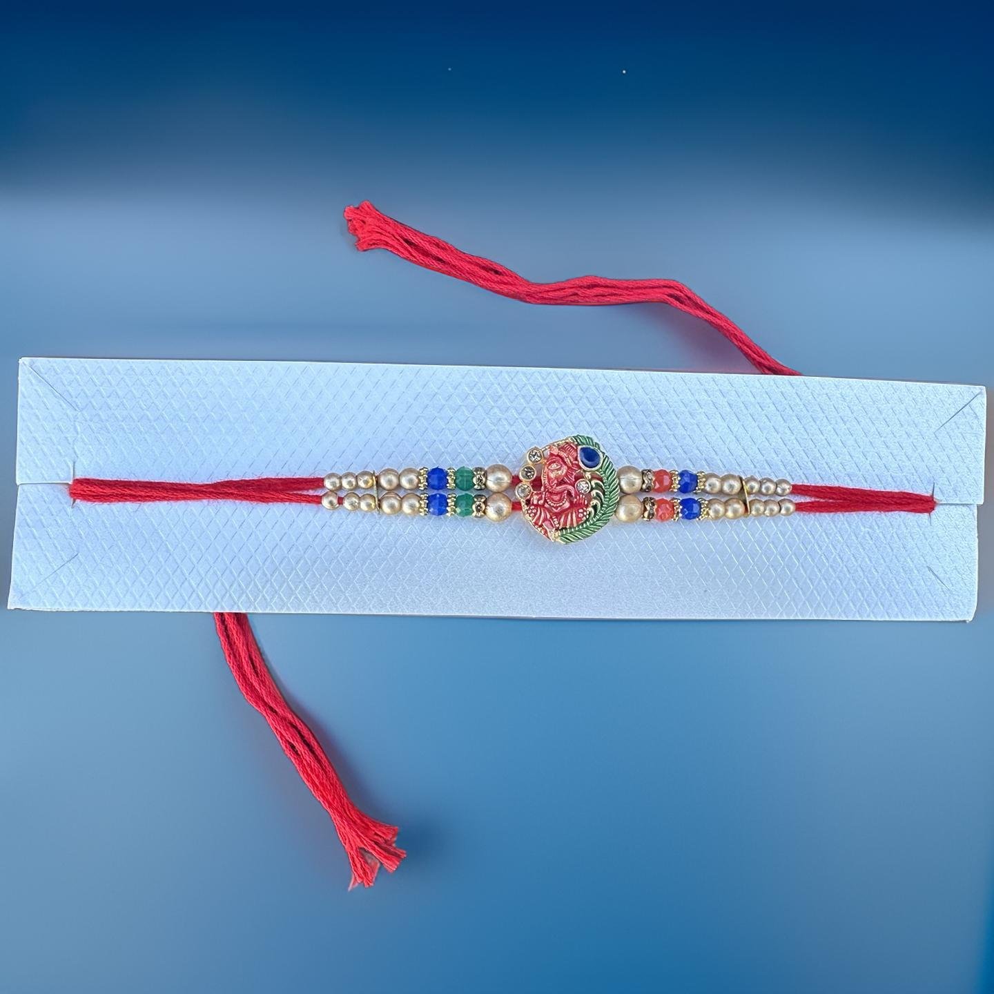 Rakhi - Ganeshji Rakhdi for Brother Bhaiya shipped from Australia Canada USA UK - Image 3