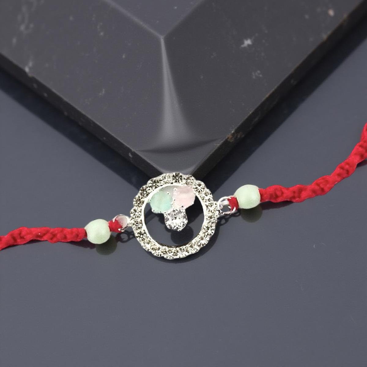 Rakhi - Multi-Stone Rakhdi for Brother Bhaiya shipped from Australia Canada USA UK - Image 3